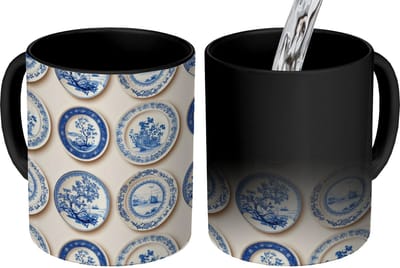 Magische Mok - Foto op Warmte Mokken - Koffiemok - Borden - Bomen - Planten - Blauw - Magic Mok - Beker - 350 ML - Theemok