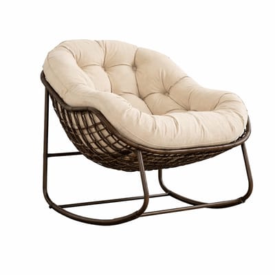 Jurrys Schommelstoel - Tuinstoel - Loungestoel - fauteuil - Extra Brede Zitting - Luxe Comfort - Beige - Afmeting 111x94x80 cm