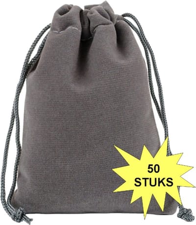 Fako Bijoux - Fluweel Cadeau Zakjes - Velours - 10x12cm - Grijs - 50 Stuks