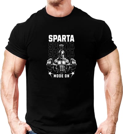 Gym Sparta Mode On Ragular Fit T-shirt 100% cotton Best Gym Shirt for Motivation – Sparta mode on. Training T-shirt, Workout T-shirt, Gym & Fitness Top, Cotton Blend Gym T-Shirt, Men’s Workout T-Shirt
