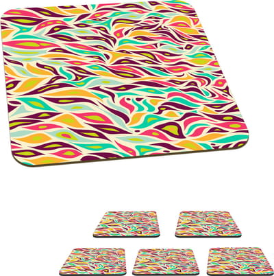 Onderzetters voor glazen - Bladeren - Lijn - Patronen - 10x10 cm - Glasonderzetters - 6 stuks