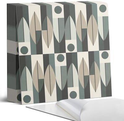 Coloray Plaktegels - Abstract geometrisch patroon Portugese Tegels - 30 cm x 30 cm - Grijs Plaktegels - 9 stuks - Vierkant PVC Tegels - Plaktegels Keuken - Zelfklevende Vloertegels - Vinyl Tegels - Zelfklevende Tegels