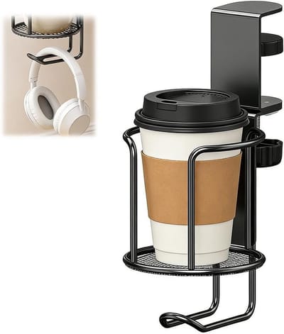 Praktische 360 Graden Rotatable Drinkhouder voor Tafel en Bed - Ideaal voor Koffie, Water en Flessen, Desk Accessoire in Zwart