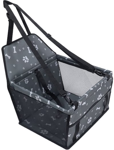 Hondenmand - Honden mand - Oxford hondenmand - Opvouwbare hondenbox transportbox auto -Transportbox hond - Opvouwbare transportbox - Ademend - Wasbaar - Klein huisdier - Stabiel - Transportbox - 40x33x45cm - Donkergrijs voetafdrukpatroon