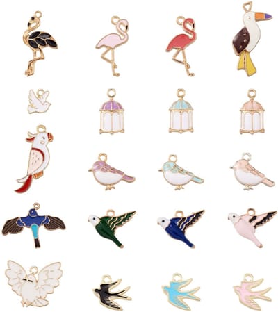 Dailygoods- Enamel Charms 40 Stuks - Dierenthema Hangers - Flamingo/Papegaai - Mixed Kleuren/Vormen - DIY Sieraden - Lichtgewicht Metaal - Pendants