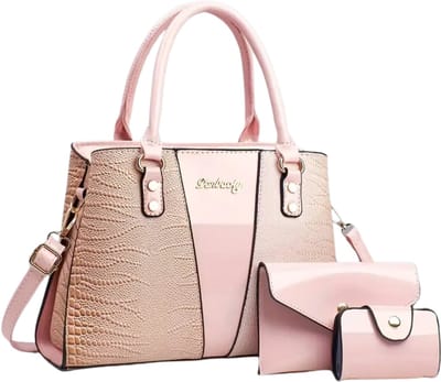 Bovista Handtas Dames - Schoudertas - School - Shopper - Schooltas - Werktas - 3-Delige Set - Roze