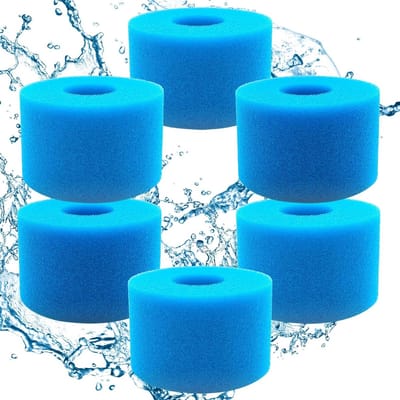 Herbruikbare filterspons voor zwembadfilter, 6 stuks, schuimfilter voor zwembaden, spa's en aquaria, ideaal voor optimale waterkwaliteit en vuilverwijdering (10,8 x 7,3 cm)