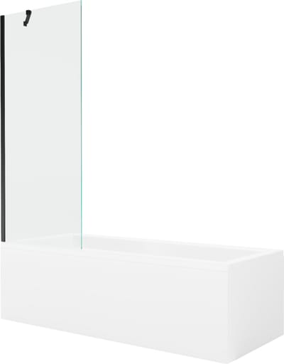 Mexen Cubik rechthoekig bad 170 x 70 met omkleding en 1-vleugelig scherm 70 , transparant, zwart - 550317070X9507000070