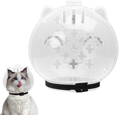 KZQ Transparante Ademende Kattenhelm Verstelbare Muilkorf Voor Bad Dierenartsbezoek En Verzorging Met Ventilatiegaatjes Geschikt Voor Kittens En Katten Maat M 13.5x6.5 Cm