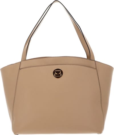 COCCINELLE Leren Shopper Schoudertas Liya Handbag Grained Leather Fresh Beige