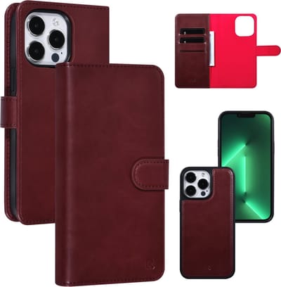 UNIQ Accessory Apple iPhone 13 Pro Max Telefoonhoesje met Book Case & Back Cover - Rood - PU Materiaal - Bescherming van Telefoon