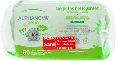 Geurvrije Baby Reinigingsdoekjes - 3 x 60 Biologisch Afbreekbare Doekjes