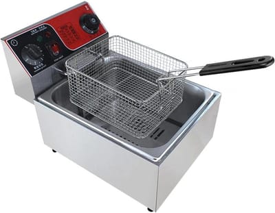 Elektrische Frituurpan - Dubbele Frituurmand - Lekkere Snacks Maken - Roestvrij Staal - 2x 6L - Zilver