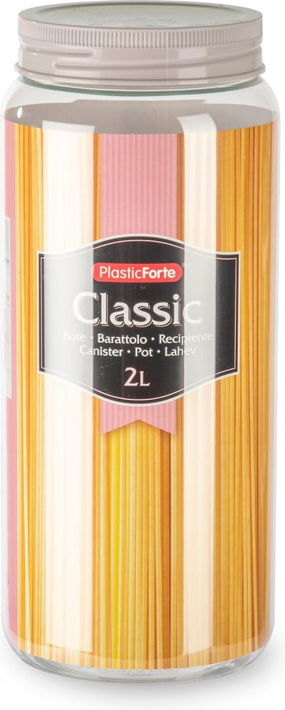 Plasticforte keuken voedsel voorraadpot - weckpot - taupe - 2 liter - kunststof - met deksel - 11 x 25 cm
