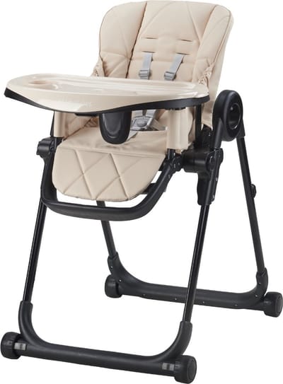 MamaLoes Mason - Baby & Kinder Eetstoel - Verstelbare Kinderstoel - Inklapbaar & Hoogte Verstelbaar - Beige - Max. 15 kg