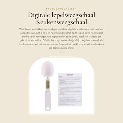Dailygoods- Lepelweegschaal Digitale 500 g - Nauwkeurige Keukenweegschaal - LCD-Display - Tare-functie - Multi-functies - ABS-kunststof