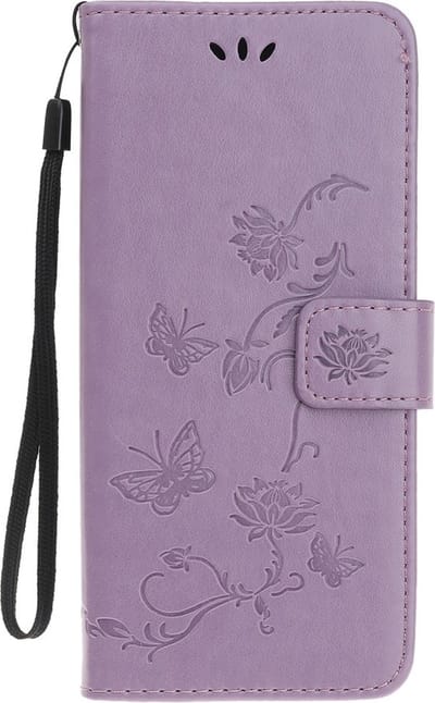 Coverup Bloemen & Vlinders Book Case - Geschikt voor iPhone 13 Mini Hoesje - Paars