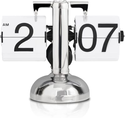 Dailygoody - Flip Bureauklok - Retro Minimalistische Klok - Wit - Vintage Design - Perfect voor Thuis - Mechanische Klok