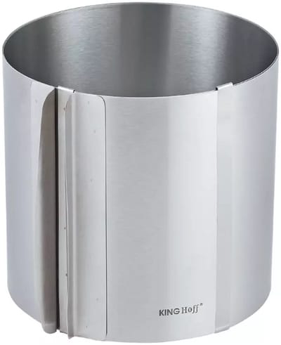 Kinghoff Ronde Verstelbare Cake Ring - Roestvrij Staal - Ø 16-30 cm x 15 cm Hoogte - Satijn Afwerking - Verstelbare taartvorm - Bakvorm