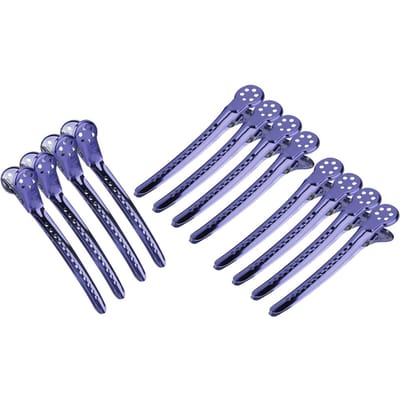 Doos met 12 haarclips voor het verdelen van haar in secties, paars. paars