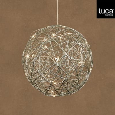 Bal hangend zilver warm wit bo en timer - d30cm