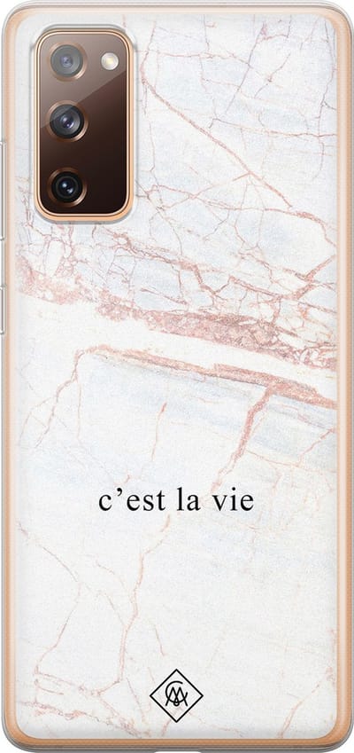 Casimoda® hoesje - Geschikt voor Samsung S20 FE - C'est La Vie - Backcover - Siliconen/TPU - Bruin/beige