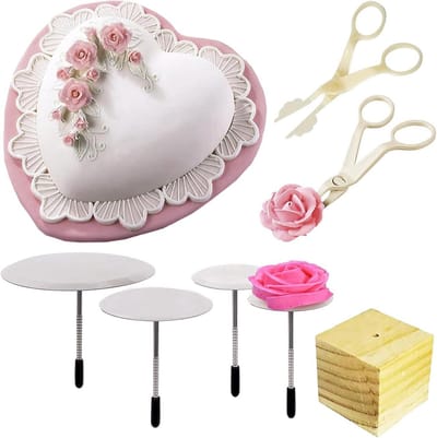 Dailygoods- Bloemennagelset 7-delig - Taartdecoratie Set - Icing Flower Nagels - Bloemenlift - Roestvrij Staal - Perfect voor Taartbloemen