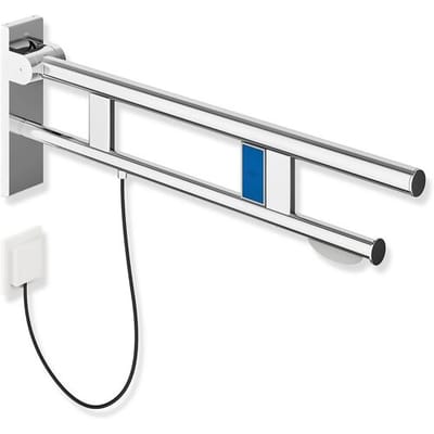 HEWI System 900 folding support rail Duo Design B with toilet roll holder and flush release (E-extension) 900.50.18340