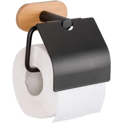 Wenko Toiletrolhouder Orea - Rvs - Met Klep - Zwart Mat