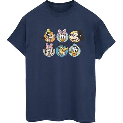 Disney Dames/Dames Mickey Mouse And Friends Gezichten Katoenen Vriendje T-shirt (Marineblauw)