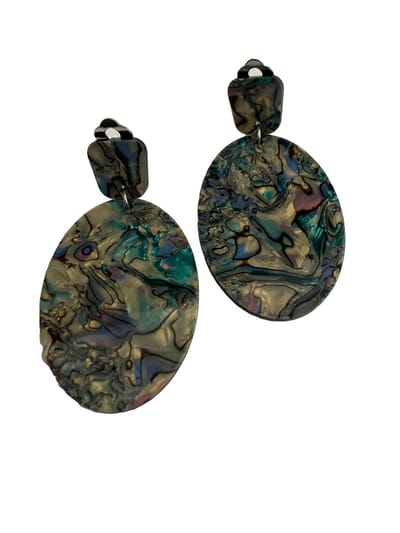 Petra's Sieradenwereld - Clipoorbel hanger ovaal met Paua print (509)