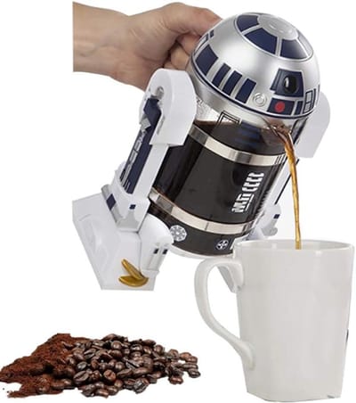 Franse Pers Koffiezetapparaat - Reis Koffie Fles - Koffie Zetten - Robot Vorm Ontwerp - 960ML - Zwart