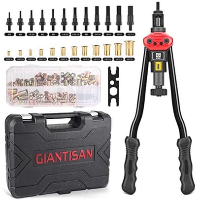 16-inch Klinknagel Gereedschapsset met 12 Metrische en SAE Doorns - 176 Stuks Klinknagel Moer Assortiment