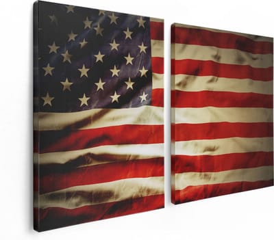 Artaza Canvas Schilderij Tweeluik Amerikaanse Vlag - Verenigde Staten - 120x80 - Foto Op Canvas - Canvas Print