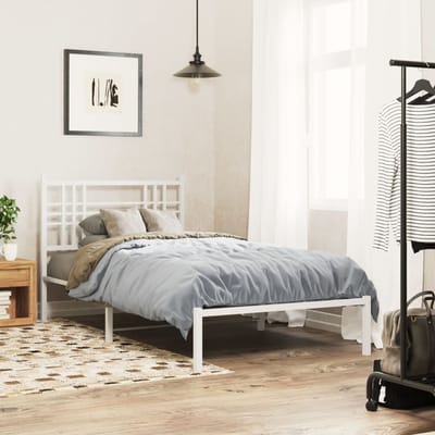vidaXL - Bedframe - met - hoofdbord - metaal - wit - 100x190 - cm