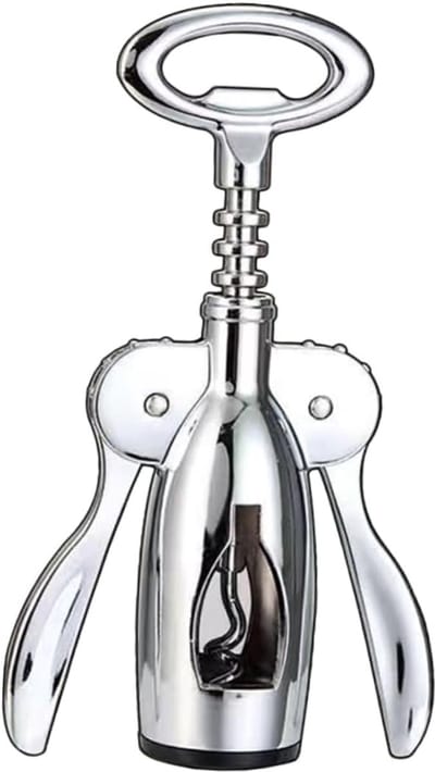 Wijnflesopener Kurkentrekker - Flesopener Barbenodigdheid - Dranken Openen - Ergonomisch Ontwerp - 4.06 x 7.6 x 17 cm - Zilver