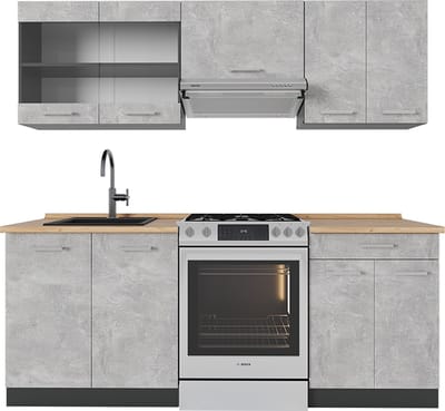 Vicco R-Line Complete keukeneenheid – 200 cm, WB Eik Beton/antraciet