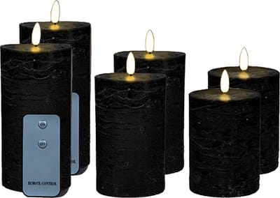 Anna's Collection LED Stompkaarsen met afstandsbediening - 6x - zwart - 10/12.5/15 cm