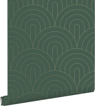 ESTAhome behang art deco motief smaragd groen - 53 cm x 10.05 m - 139744