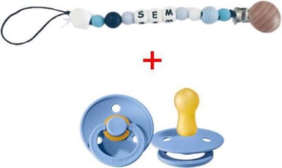 JDBOS ® Speenkoord met naam – Jongen – kralen - Inclusief BIBS speen 0 6 maanden