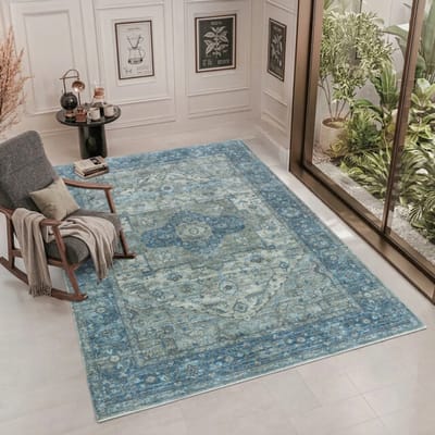 Muratap Vintage vloerkleed blue oasis groen multi wasbaar- 160x230 cm