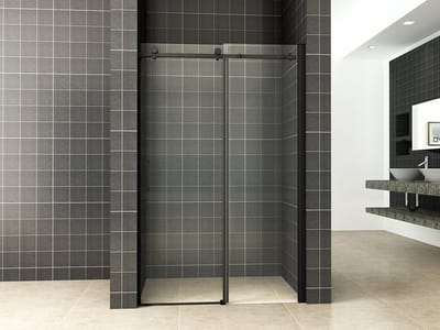 Klea Nisdeur Dubbele Douche Schuifdeur Met Mat Zwart Profiel 120x200cm 8mm Antikalk Veiligheidsglas Met NANO Coating