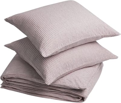 Yumeko dekbedovertrek gewassen linnen roze stripe 240x220 + 2/60x70 - Biologisch & ecologisch