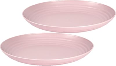 PlasticForte Bord - 2x stuks - D25 cm - roze - kunststof - rond - camping bord - dinerbord