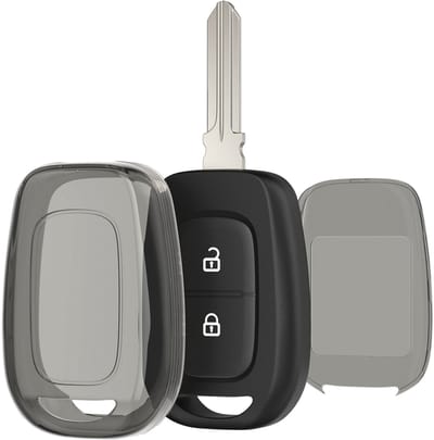 kwmobile autosleutel hoesje geschikt voor Renault Dacia 2-knops draadloze autosleutel - Autosleutel behuizing van TPU - Transparant in zwart / transparant