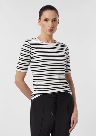 comma - female - Slim-fit T-shirt met gestreept patroon
