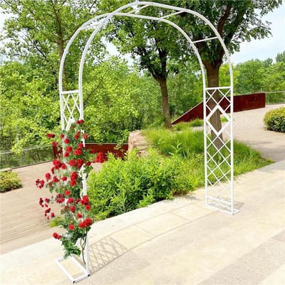 Tuinboog Metaal - Rozenboog Pergola - Decoratie Klimplanten - Weerbestendig Stevig - 380x230cm - Zwart
