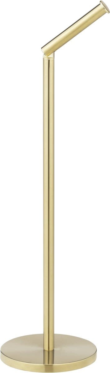 WENKO Toiletrolhouder 2-in-1 RVS mat goud - Reserverolhouder - Toiletpapier houder vrijstaand - WC Rolhouder staand