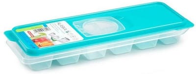 Plasticforte IJsblokjesvorm met deksel - 12 ijsklontjes - kunststof - lichtblauw - ijsblokjes maken