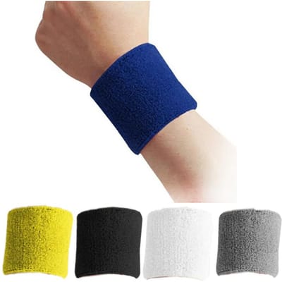 1 Paar Blauw Unisex Badstof Polyester Zweetband Sport Pols Tennis Yoga Zweet Polsband Sport Polssteun
